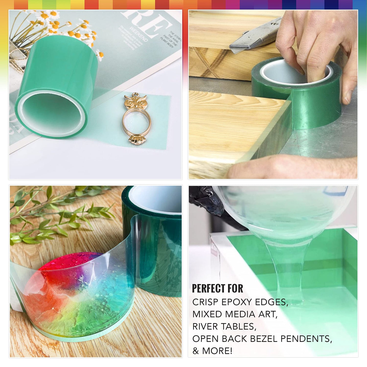 Pixiss Epoxy Resin Tape Mold Release Tuck Tape for Epoxy Resin - Extra Wide Epoxy Mold Release Tape, Polyester Tape for Resin UV Tape Release Film, Pixiss