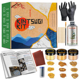 Bio Kintsugi Repair Kit Gold with Complet 15 Pages Booklet Manual 60g Gold Mica Powder for Japanese Gold Repair Kit DIY Craft Kits for Adults Pottery Plearty