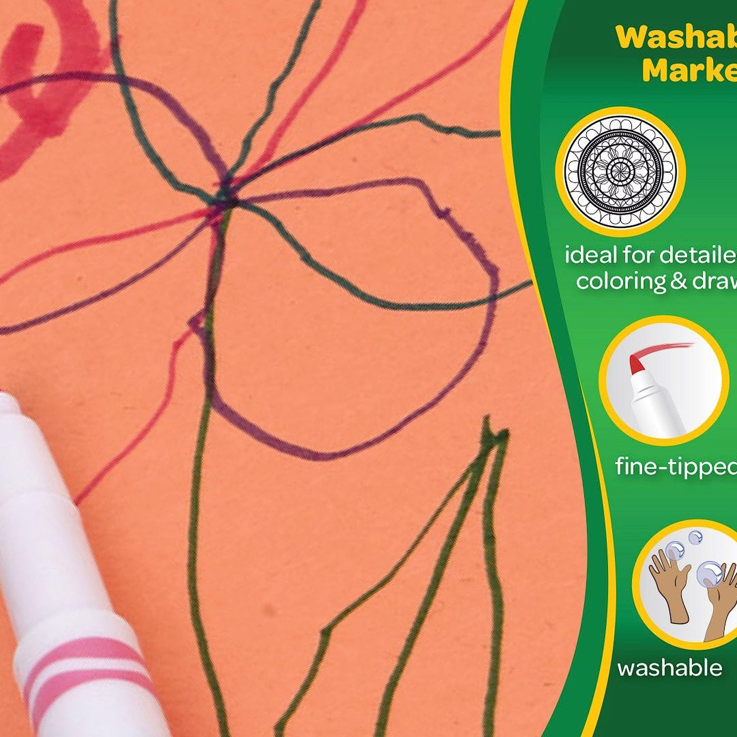 Crayola Ultra Clean Fine Line Washable Markers (40 Count), Colored Markers for Kids, Art Markers, Craft Supplies, Holiday Gifts, 3+ Crayola