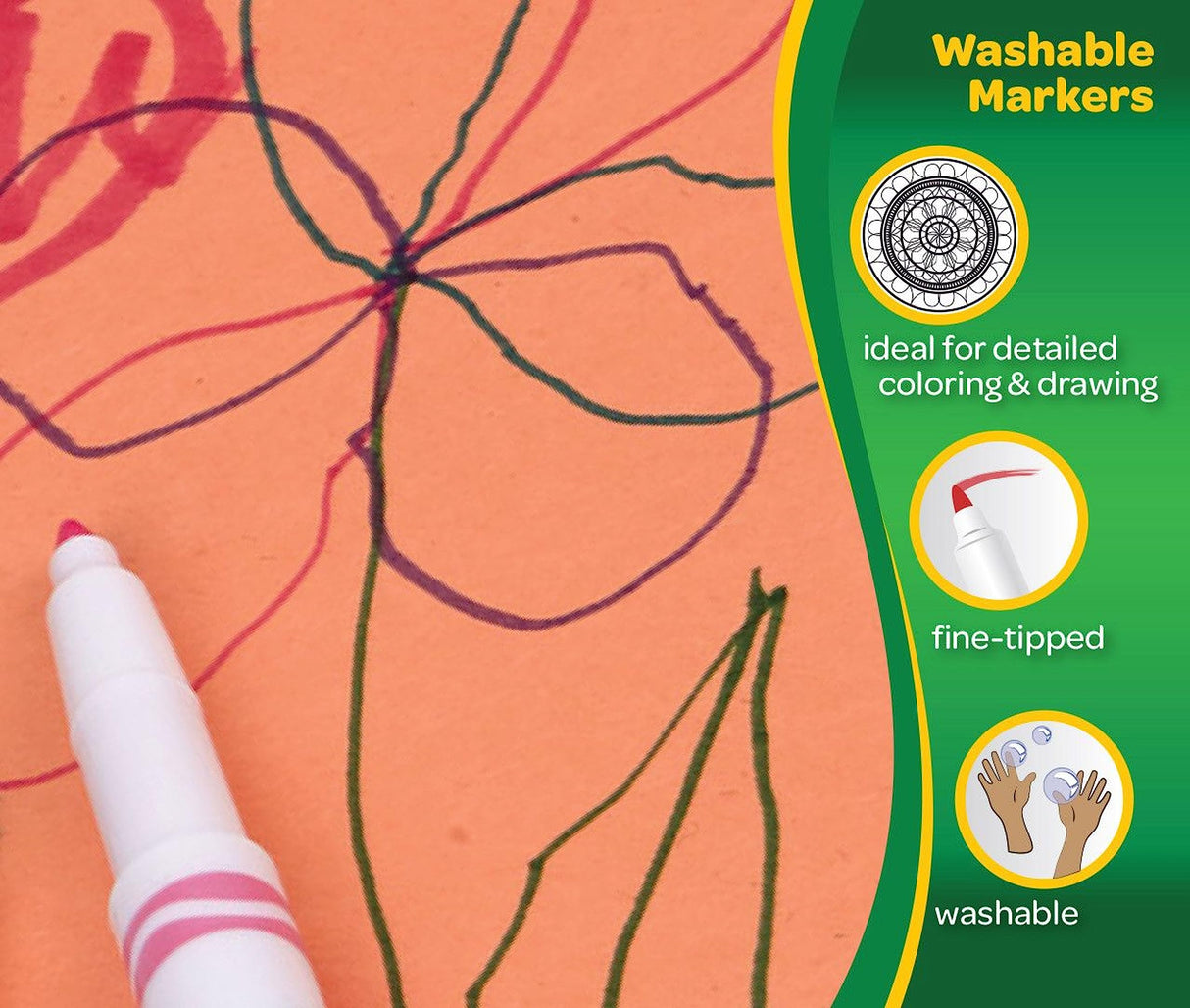 Crayola Ultra Clean Fine Line Washable Markers (40 Count), Colored Markers for Kids, Art Markers, Craft Supplies, Holiday Gifts, 3+ Crayola