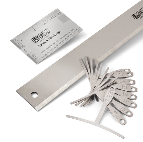 StewMac Basic Guitar Setup Kit - Inches | Includes String Action Gauge, 18" Precision Straightedge, and 9 Understring Radius Gauges | Professional, StewMac