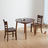 Livinia Aslan 35.4" Round Wooden Dining Table/Mid Century Modern Malaysian Oak Kitchen Table (Walnut) Livinia