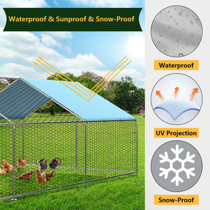 LOVMOR Large Chicken Coop Metal Chicken Run for 10 Chickens,Walk-in Poultry Cage for Yard with Waterproof and Anti-UV Cover Lockable Door