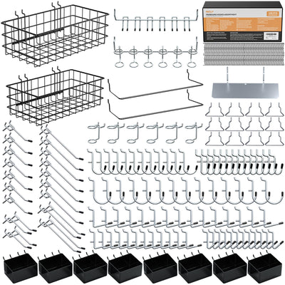 INCLY 238PCS Pegboard Accessories Organizer Kit, Peg Board Hooks Assortment with Peg Bins, Baskets, Paper Towel Holder for 1/8 and 1/4 inch Pegboard