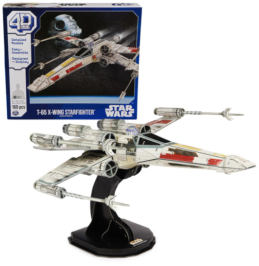 Star Wars T-65 X-Wing Starfighter 3D Model Kit by 4D Build - 160 Piece Desk Decor for Teens & Adults - WoodArtSupply