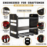 BUILTSTRONG Power Tool Organizer Wall Mount - 3-Tier Heavy-Duty Metal Hand Tool Storage Rack, Utility Racks, Drill Holder, PegBoard Side, & More - BUILTSTRONG