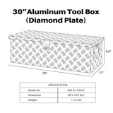 ARKSEN 30 Inch Heavy Duty Aluminum Trailer Tool Box Chest Box Pickup Truck Bed Storage Toolbox for RV, Truck, & Trailer with Side Handle, Lock and 2 ARKSEN