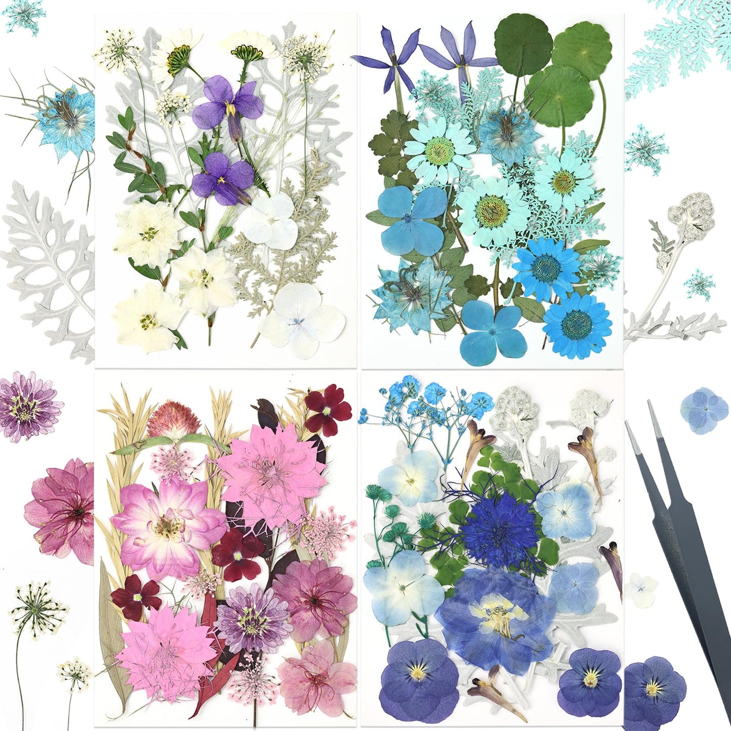 QVQQ Pressed Flowers Bulk 80 pcs Dried Flowers for Crafts Epoxy Resin Candle Making Greeting Cards DIY Nail Decorations Birthday Gifts Jewerlry with - WoodArtSupply