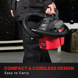 Shop-Vac Wet Dry Cordless Vacuum Cleaner, 8.0 Peak Kpa Cordless Vacuum Cleaner with Collapsible Handle Wall Bracket & Multifunctional Attachments, Shop-Vac