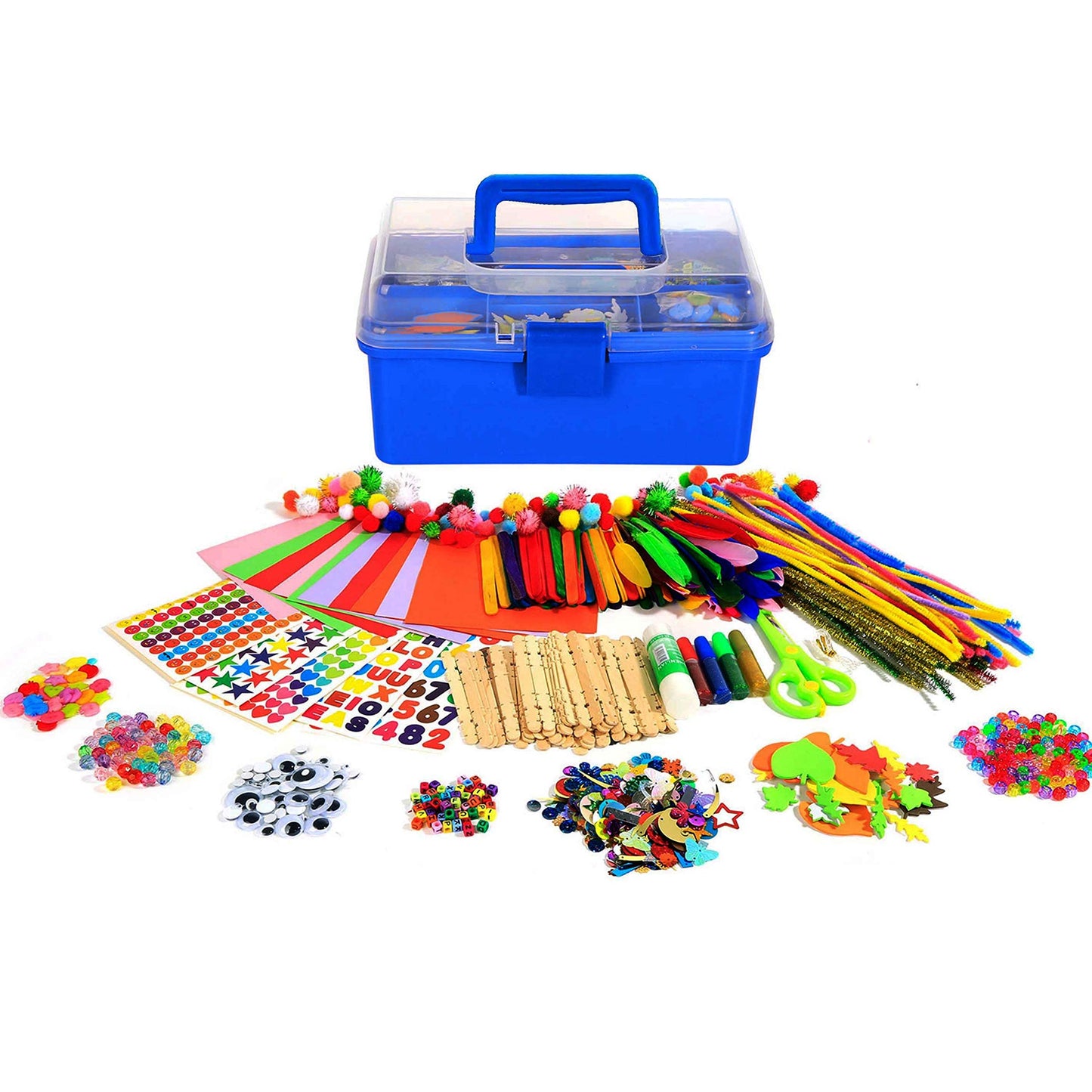 YITOHOP Arts and Crafts Supplies for Kids -1000+ pcs Art Craft kit in Carrying Travel Box for Toddlers Ages 5+ DIY Crafting School Kindergarten - WoodArtSupply