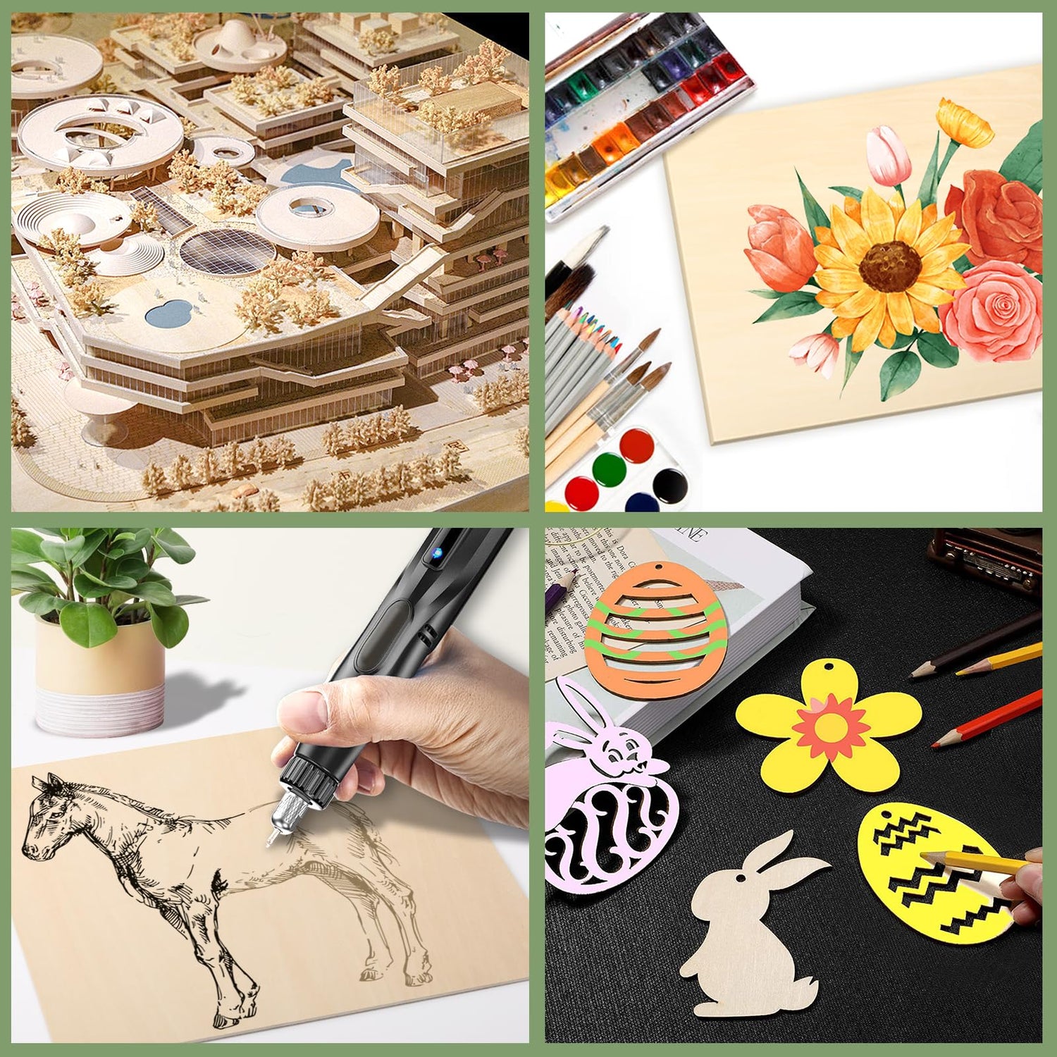 24 Pack Basswood Sheets 1/8 x 12 x 12 Inch for Crafts, Basswood Sheets Plywood Sheets for Laser Cutting & Engraving, Wood Burning, Architectural ESRICH