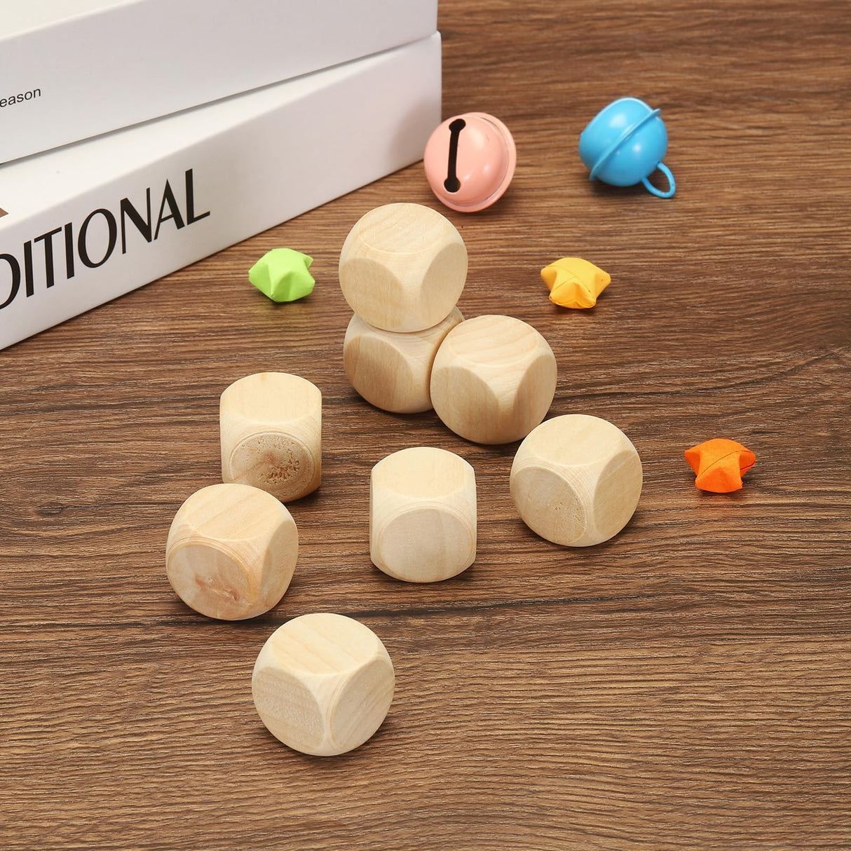PATIKIL 20mm Blank Wooden Dice, 50 Pack Unfinished Wooden Blocks 6 Sided Wood Cube with Rounded Corners Square Wood Blocks for DIY Craft Projects PATIKIL