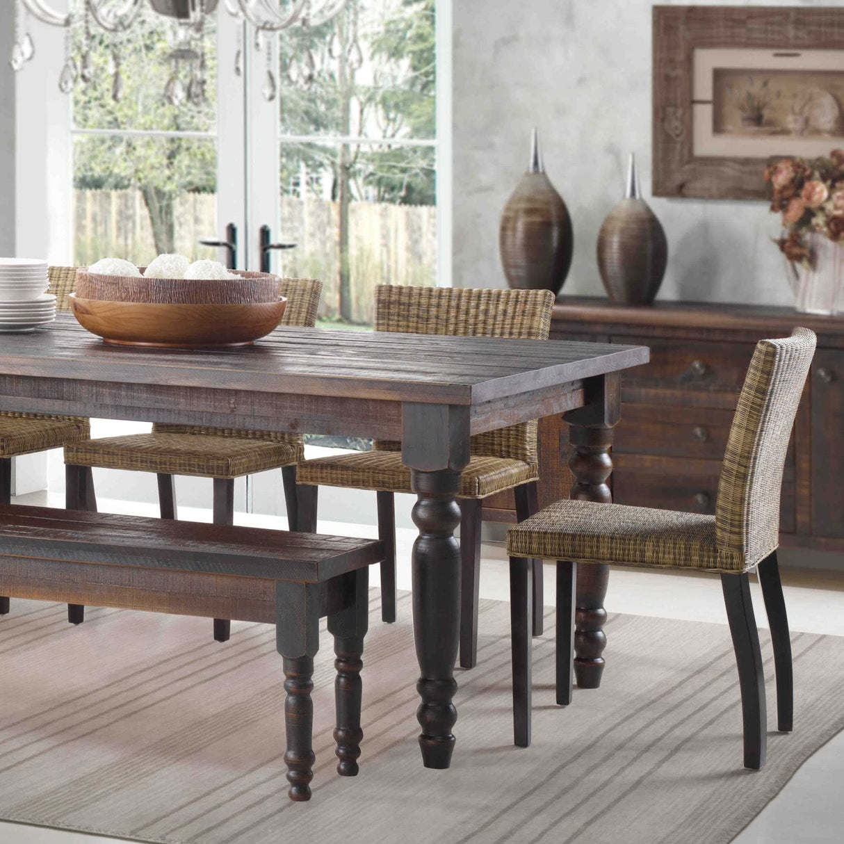 Grain Wood Furniture Valerie Original Solid Wood 63" Dining Table, Barnwood Grain Wood Furniture