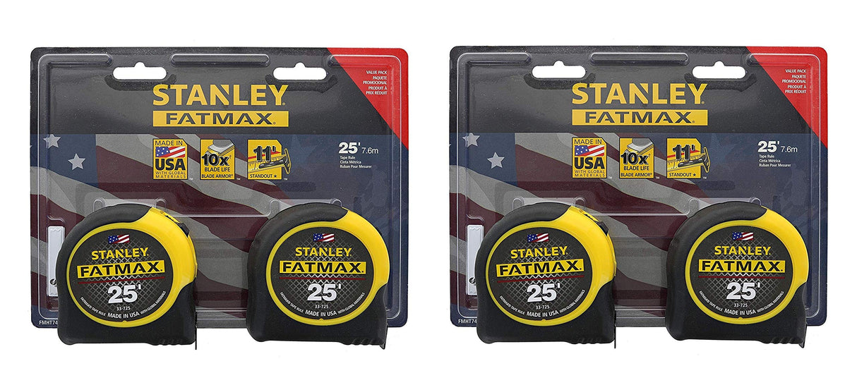 Stanley Consumer Tools FMHT74038 25' Fatmax Tape Measure, 2 Tape Measures per Pack, 4 Tape Measures Total Stanley
