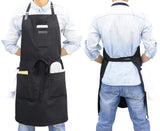 DingSay Trendy Black Cotton Kitchen Apron, Mens Womens Professional Cooking Bib Apron for Chef Grill BBQ, with Pockets Towel Loop and Adjustable Neck DingSay Trendy