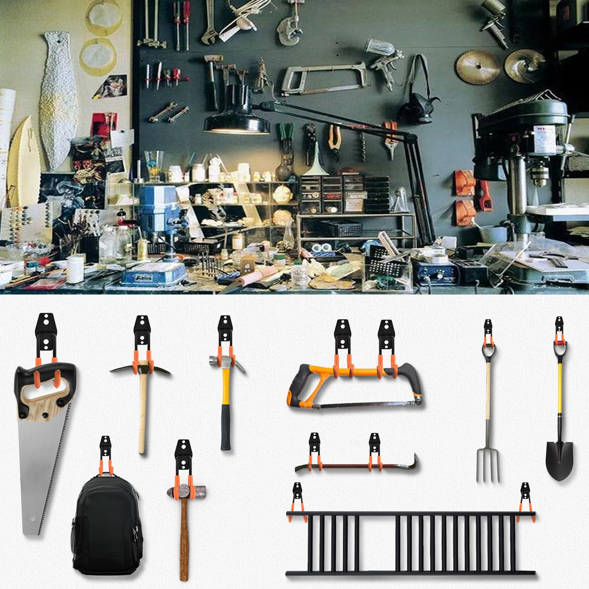 Rlipily 30 Pack Garage Hooks Steel Heavy Duty Garage Storage Hooks Utility Steel Wall Mount Garage Hanger&Organizer for Bikes,Garden Tools, Ladders, Rlipily