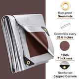 Patiobay Heavy Duty Tarp 10x20FT, 16 Mil Sliver Thick Waterproof Poly Tarp for Outdoor Camping Pool Car Tent, UV Resistant, Rip and Tear Proof Patiobay