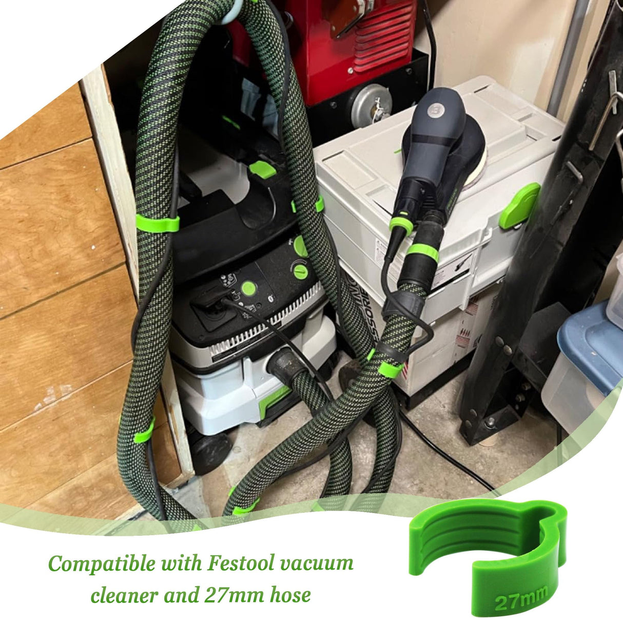 Dust Hose Clips,Coiled Hose Clips For Festool 27mm vacuum hose, Hose Organizer Compatible With Festool Sander And Dust Extractor (set Of 10) Gteana