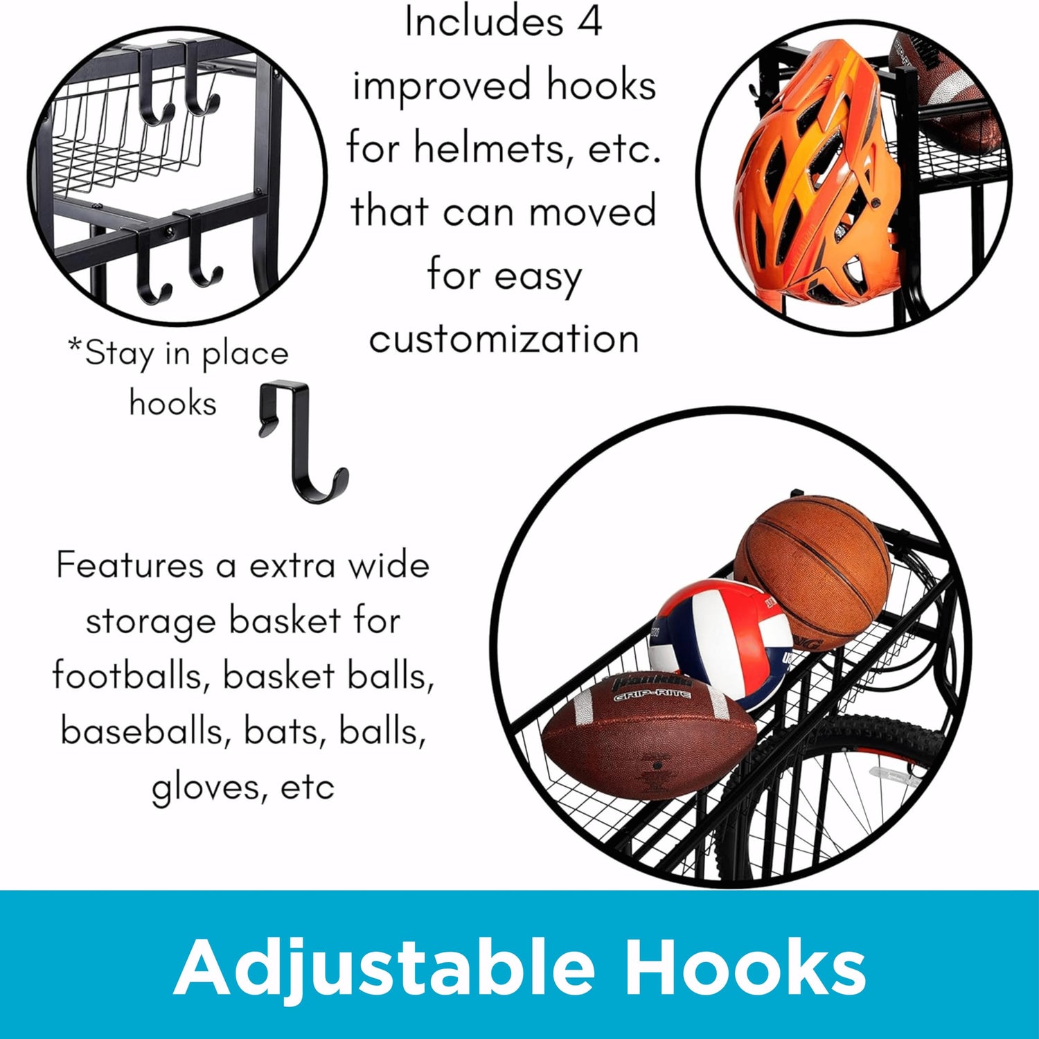 BIRDROCK HOME Garage Bike Storage & Stand | Holds 4 bicycles | Garage Organizer & Sports Storage Station | Black BIRDROCK HOME