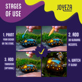 JOYEZA Rock Painting Kit Glow in The Dark, Arts and Crafts for Girls and Boys Age 6+, 12 Painting Rocks for Kids, Waterproof Paints, Kids Activities JOYEZA