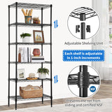 YYkokocat 6-Tier Wire Shelving Unit Detachable Storage Shelves with 8 Adjustable Feet 59" H x 23" x 13" Kitchen Storage Rack Adjustable Metal Shelf YYkokocat