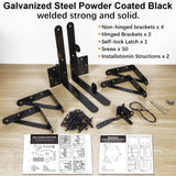 Mofeez Fence Gate Kit Iron Gate Hardware with Gate Latch for Wooden Fences, Shed Doors, Heavy Duty Anti Sag Gate Corner Brace Bracket MOFEEZ