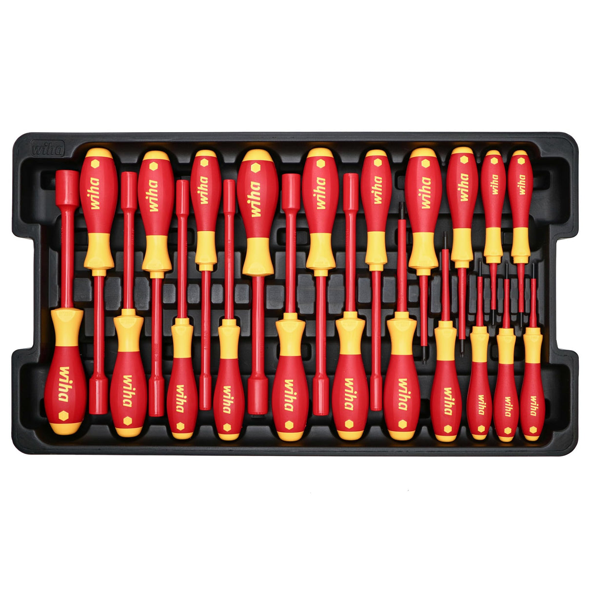 Wiha 32800 Insulated Tool Set with Screwdrivers, Nut Drivers, Pliers, Cutters, Ruler, Knife and Sockets in Rolling Tool Case, 10,000 Volt Tested and Wiha