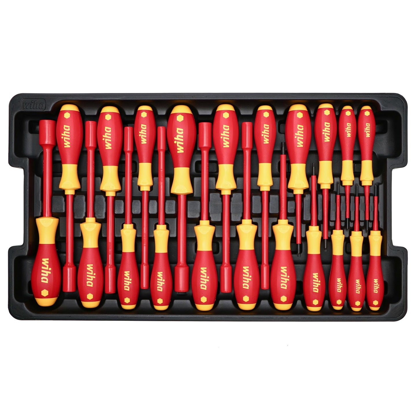 Wiha 32800 Insulated Tool Set with Screwdrivers, Nut Drivers, Pliers, Cutters, Ruler, Knife and Sockets in Rolling Tool Case, 10,000 Volt Tested and