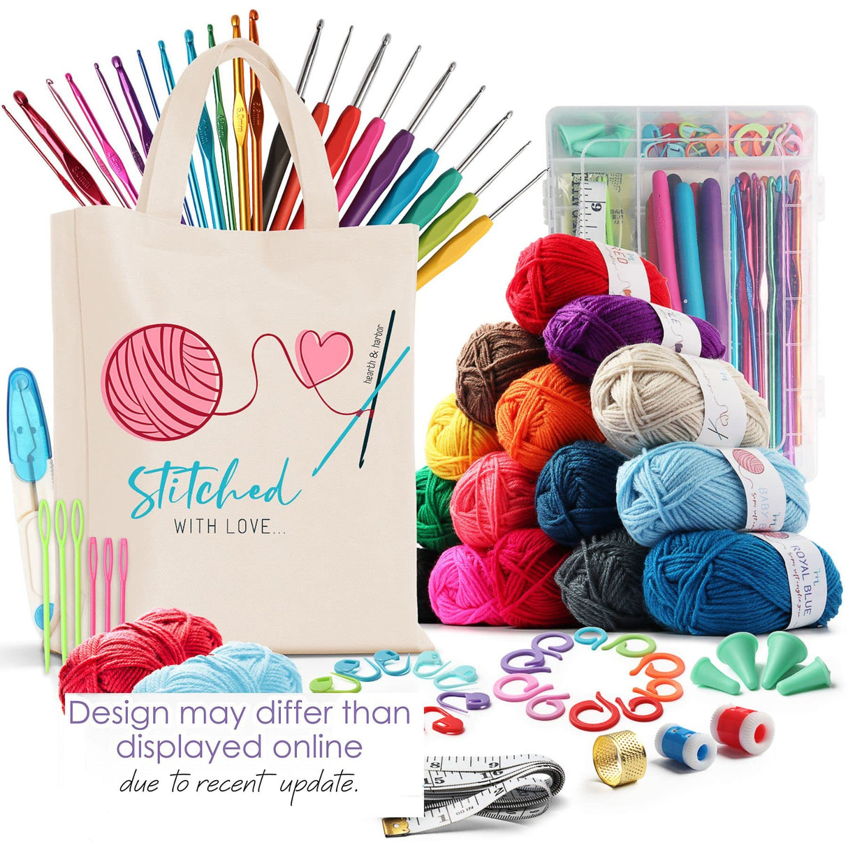 Hearth & Harbor Crochet Kit for Beginners Adults, Kids and Professionals, Learn to Crochet– 73 Piece Crochet Set with Crochet Yarn and Crochet Hook Hearth & Harbor