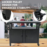 Kozyard BBQ Grill Storage Cart/Bin, Grill Carts Outdoor Storage Cabinet with Wheels, Metal Grill Table Kitchen Dining Table Cooking Prep BBQ Table Kozyard