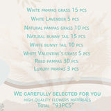 Natural Pampas Grass Mix Bouquet | Dried Pampas Bouquet for Wedding Boho Flowers Home Table Decor Desk Decor, Rustic Farmhouse Decor (93PCS) NTLPAMPA