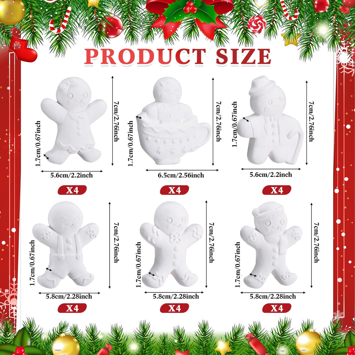 Syhood 24 Pcs Design Your Own Ceramic Christmas Blank DIY Character Ornament Bulk Unpainted Village Ceramic to Paint Ready to Design Your Own Syhood