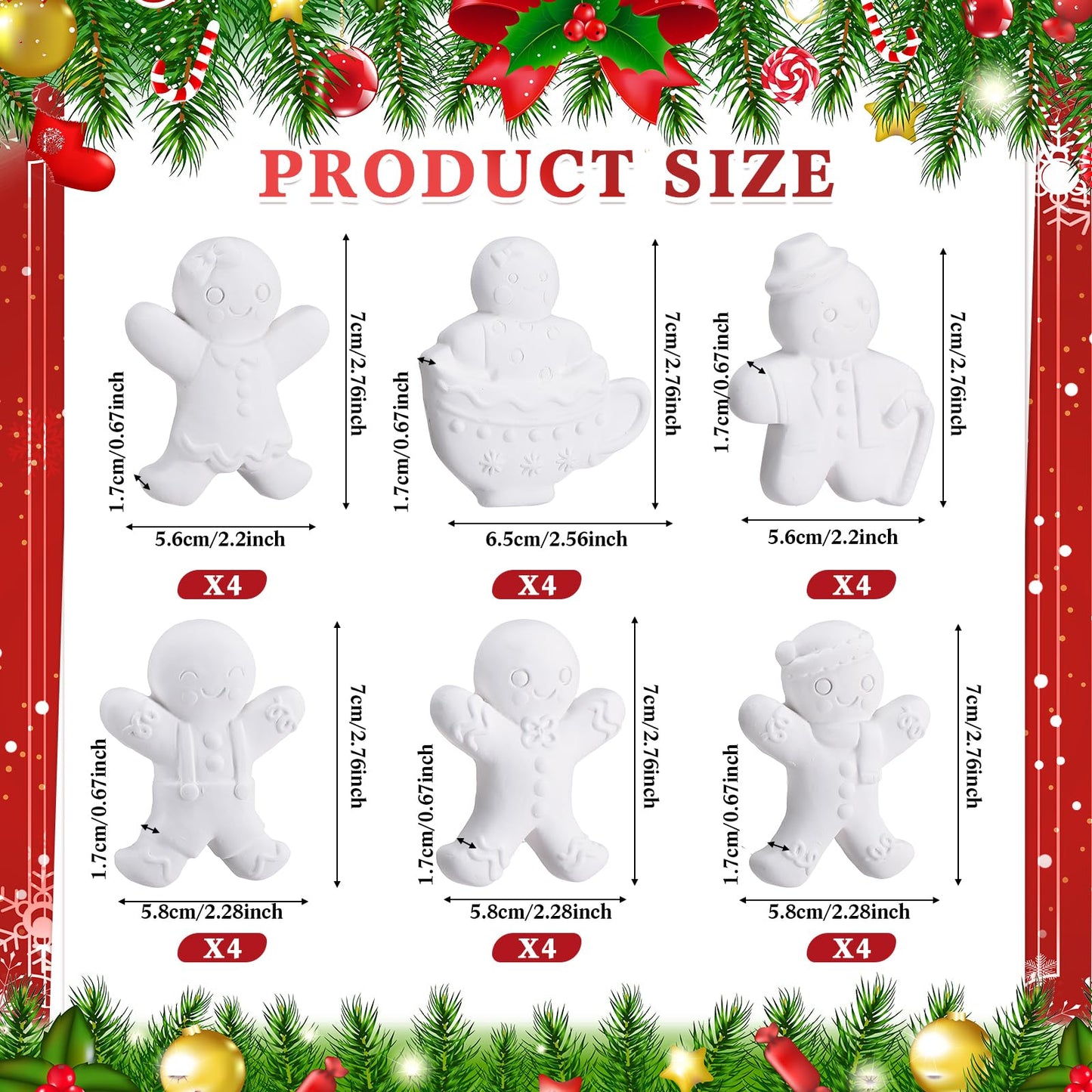 Syhood 24 Pcs Design Your Own Ceramic Christmas Blank DIY Character Ornament Bulk Unpainted Village Ceramic to Paint Ready to Design Your Own - WoodArtSupply