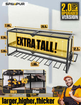 Spampur Power Tool Organizer for Tool Storage, Drill Holder Wall Mount with Charging Station, Tool Holder and Storage Rack for Garage Organization, Spampur