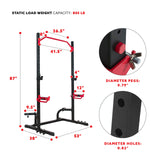 Sunny Health & Fitness Power Zone Squat Stand Power Rack Cage - SF-XF9931, Upright,Black/Red Sunny Health & Fitness