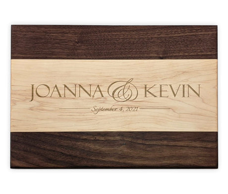 Personalized Laser Engraved Two Tone Maple And Walnut Cutting Board MRC Wood Products
