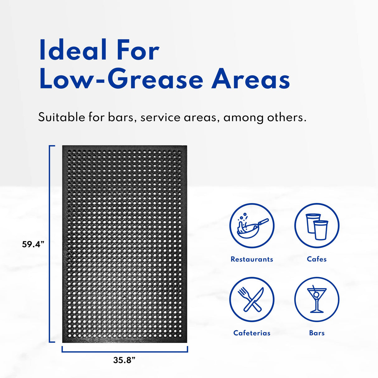 New Star Foodservice 533517 Commercial Grade Grease Resistant Anti-Fatigue Rubber Floor Mat, 36" x 60", Black New Star Foodservice