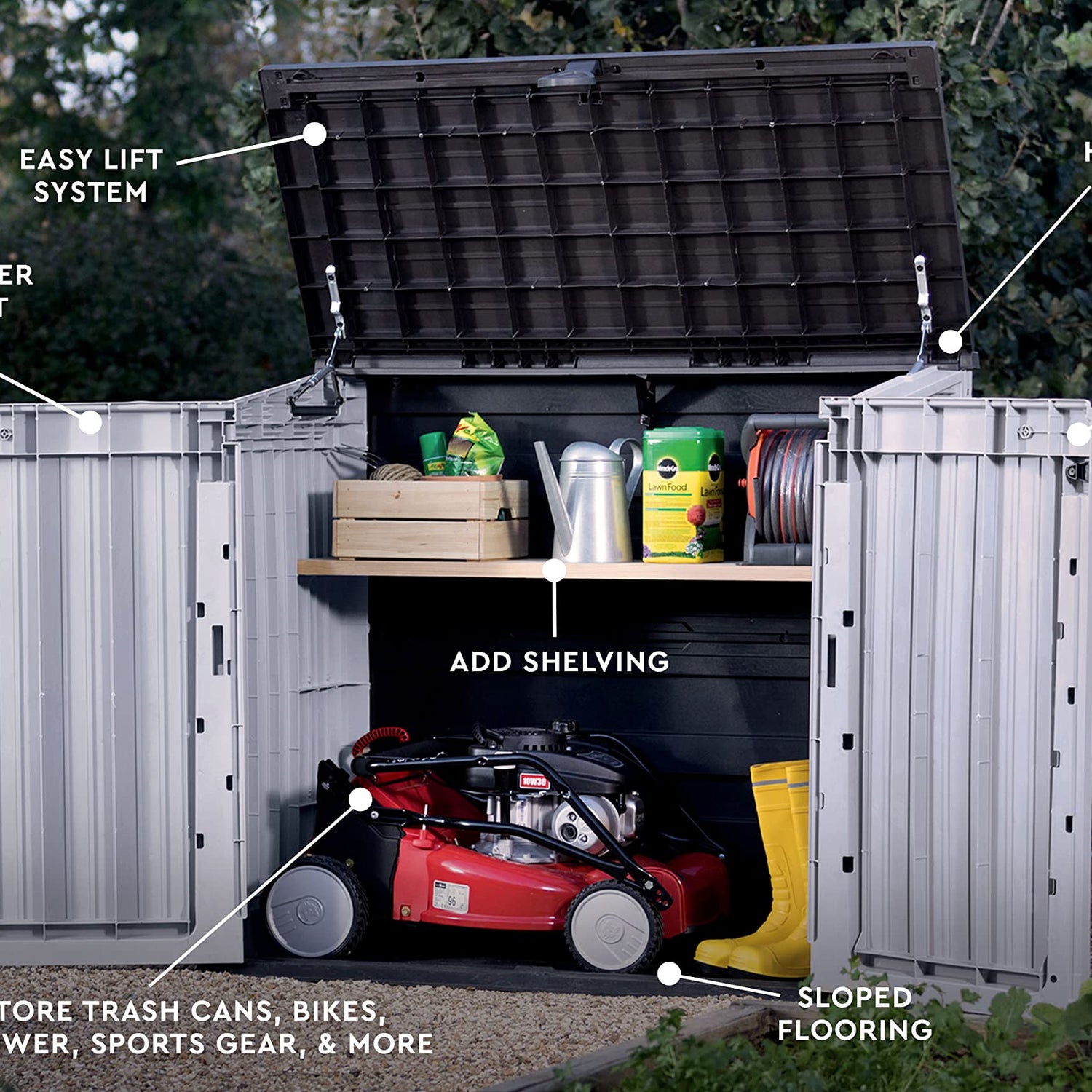 Keter Store-It-Out Prime 4.3 x 3.7 ft. Outdoor Resin Storage Shed with Easy Lift Hinges, Perfect for Yard Tools, Pool Toys and Garden Accessories, Keter