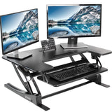 VIVO 36 inch Height Adjustable Stand Up Desk Converter, V Series, Quick Sit to Stand Tabletop Dual Monitor Riser Workstation, Black, DESK-V000V VIVO