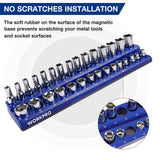 WORKPRO Magnetic Socket Organizer Set, 6-Piece Socket Holder Set Includes 1/4", 3/8", 1/2" Drive Metric SAE Socket Trays, Holds 141 Pieces Standard WORKPRO