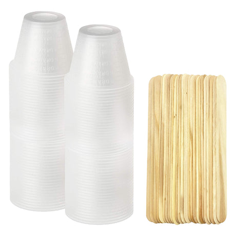 [100 Pack - 1oz] Epoxy Resin Mixing/Medicine Cups with 50 Bonus Mixing Sticks - 1 Ounce Graduated Plastic Cups (1 Sleeve) - EpoxyStix EpoxyStix