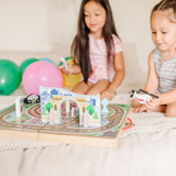 Melissa & Doug 18-Piece Wooden Take-Along Tabletop Town, 4 Rescue Vehicles, Play Pieces, Bridge , 15.4 x 11.0 x 2.6 Melissa & Doug