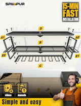 Spampur Power Tool Organizer for Tool Storage, Drill Holder Wall Mount with Charging Station, Tool Holder and Storage Rack for Garage Organization, Spampur