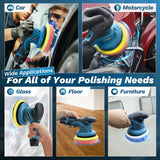 Saker Mini Cordless Buffer Polisher - 6 Inch Portable Polishing Machine Kit for Car Detailing, with 1PC 12V 2000mAh Rechargeable Battery, Extra 10 Saker