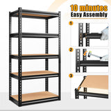 Bepatio Garage Shelving 5 Tier Garage Storage Shelves Heavy Duty Shelving Adjustable Storage Shelves Metal Shelves for Storage Loads 1500LBS Metal Bepatio