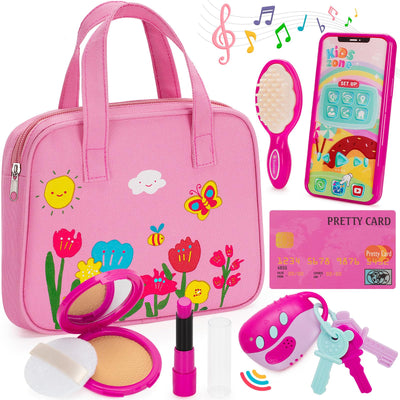 Officygnet Play Purse Toy for Girls 1 2 3 Years Old, Toddler Purse Girl Toys with Pretend Makeup Kit, Princess Pretend Play Toys for Little Girls,
