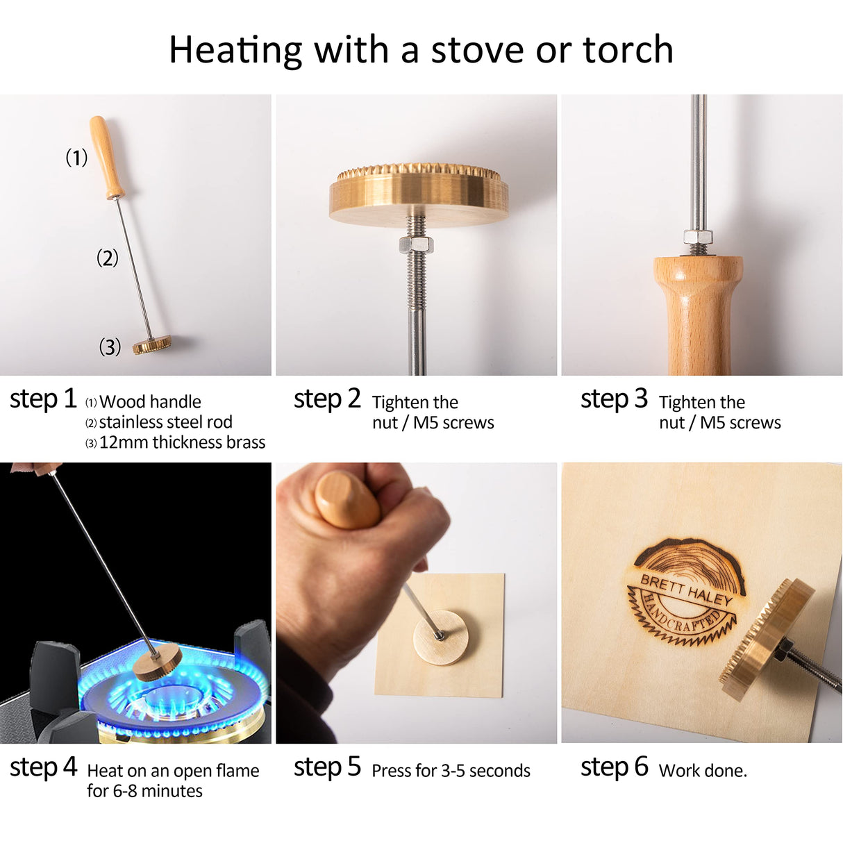 Customisable STAMTECH Brass Branding Iron for Wood, Leather, and More STAMTECH