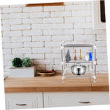 Garneck 1pc Kitchen Storage Rack Shelf for Kitchen Cabinets Steel Storage Countertop Shelf Organizer Three-Layer Shelf Cabinet Storage Shelf Rack Garneck