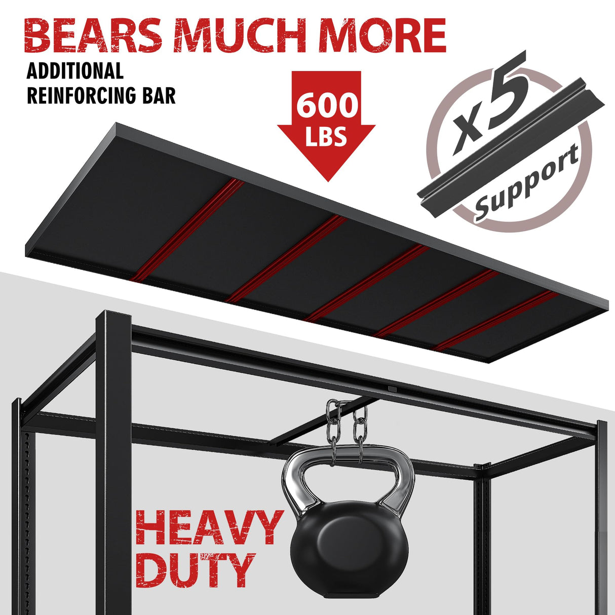 REIBII 55" W Garage Shelving, 3000LBS Garage Storage Shelves Heavy Duty Shelving Adjustable Metal Shelving Unit for Storage Rack Garage Shelves REIBII