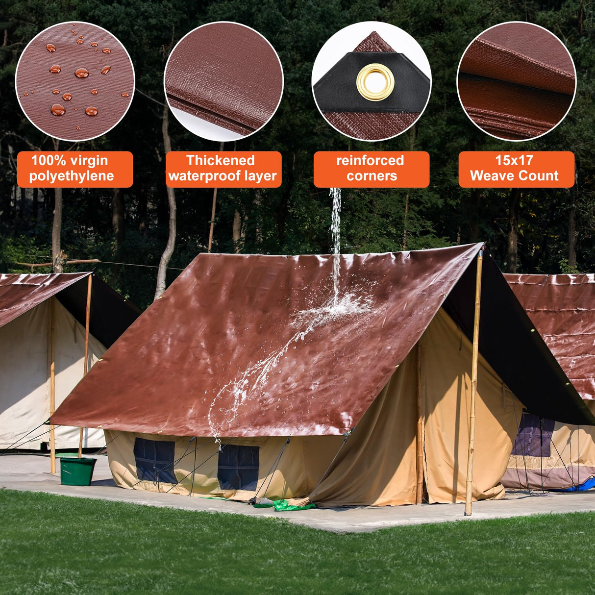 Winpull Tarp 12x20FT, 16 Mil Heavy Duty Large Tarps, Waterproof Tarp with Brass Grommets and Reinforced Edges, UV Resistant, Tear&Fade Resistant Poly Winpull